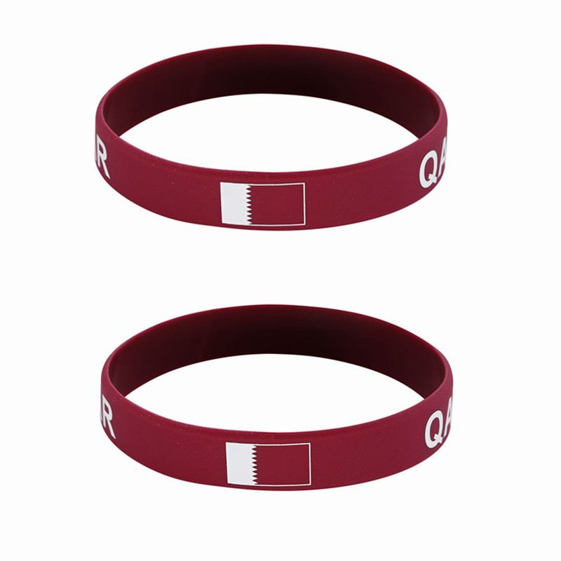 Women Fashion Qatar - 2pcs Qatar Flag Silicone Bracelets Sports