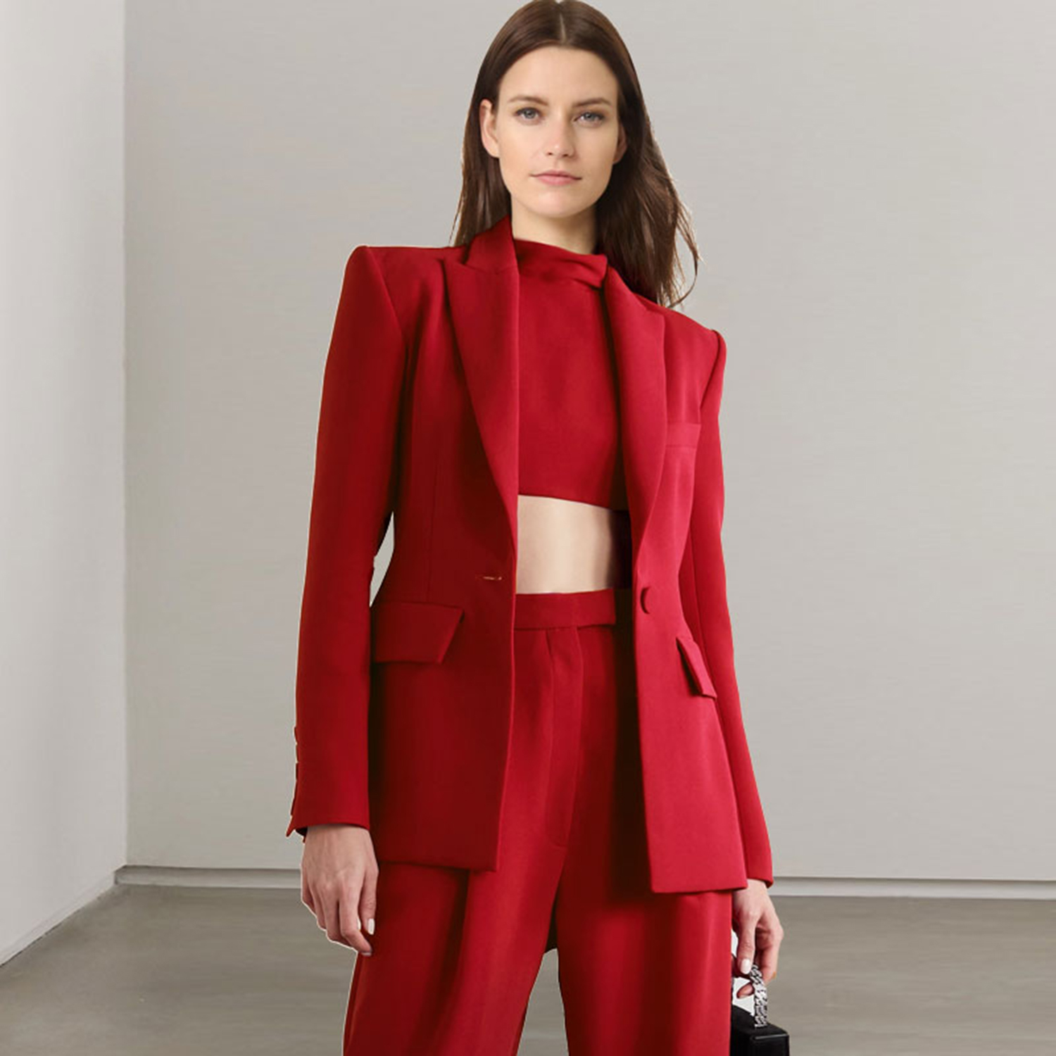 Women'S Fashion Business Casual - Allingentle Red Lapel Women's 2 Piece