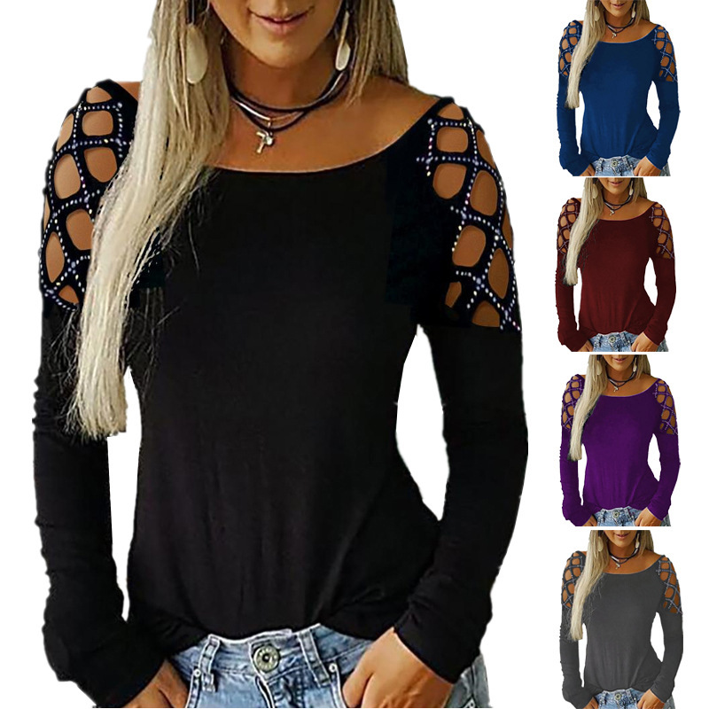 Off Shoulder Top - Women Off Shoulder Long Sleeve T