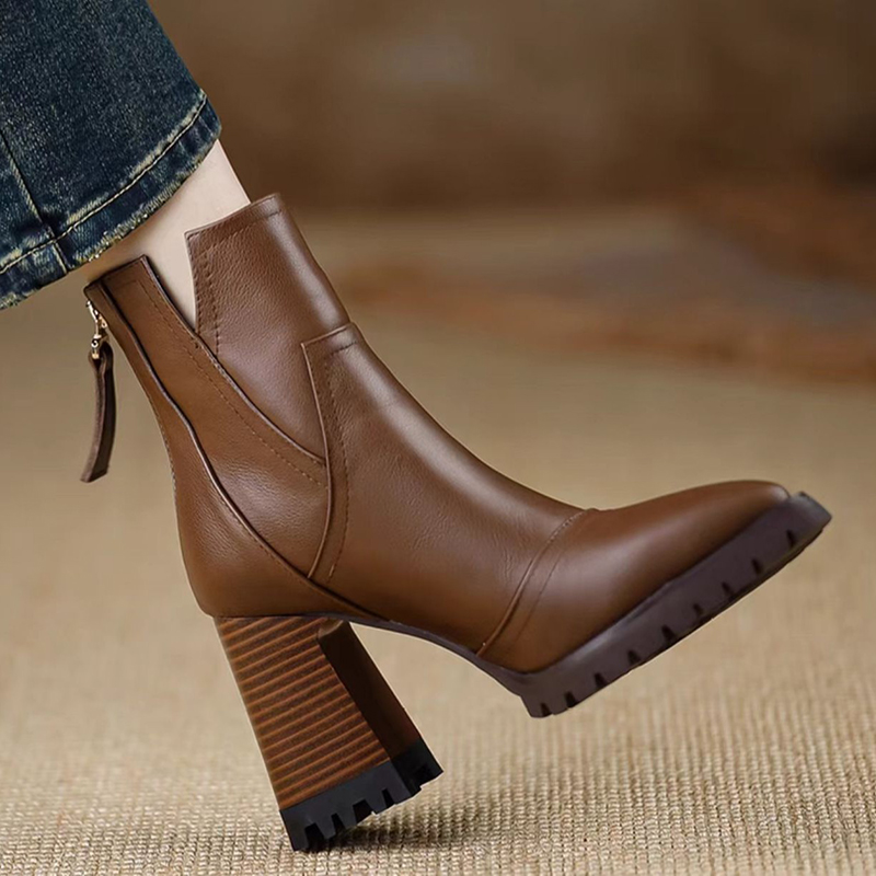 Oulylan Thick High-heeled Wome - Women'S Fashion Leather Boots recension och pris