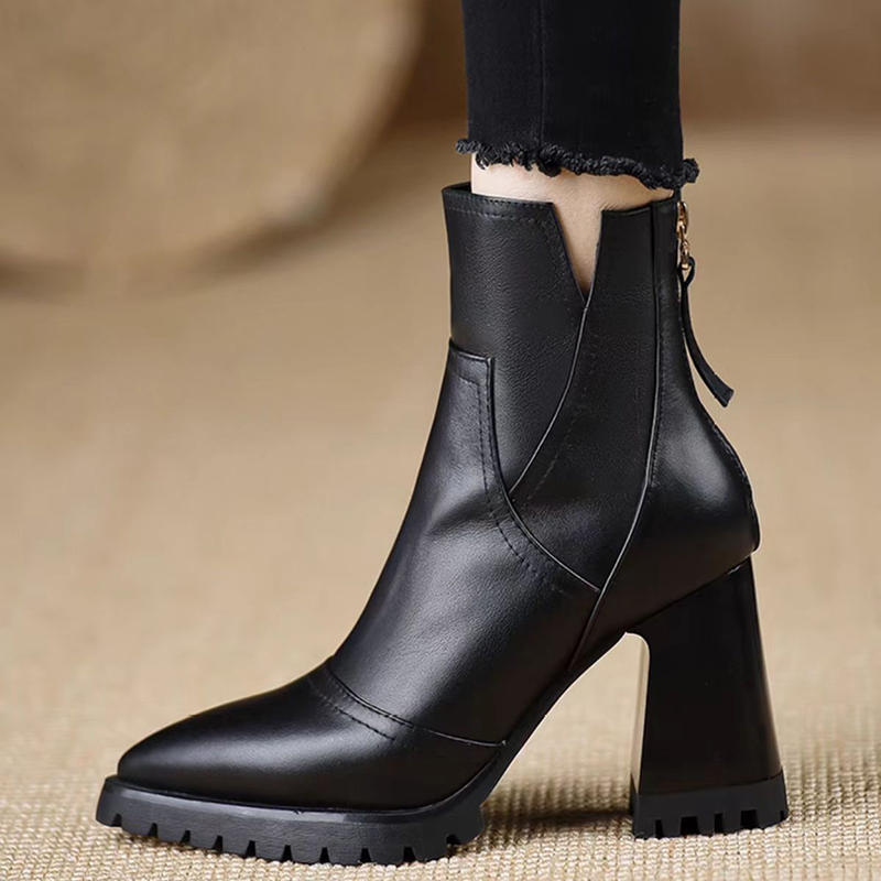 Oulylan Thick High-heeled Wome - Women'S Fashion Leather Boots recension och pris