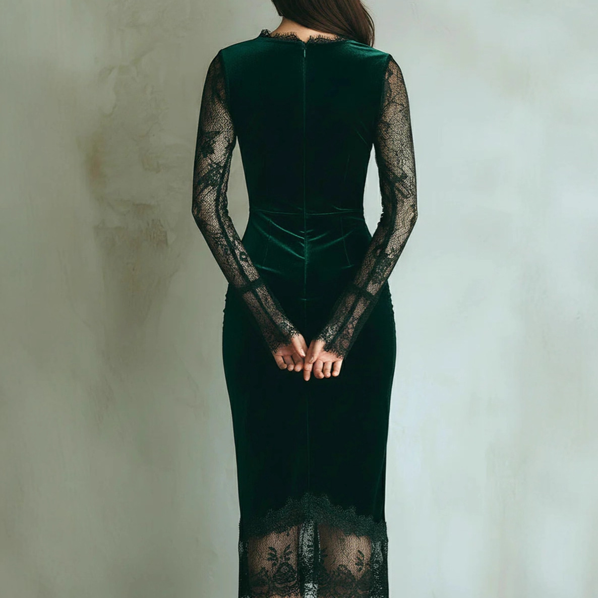Elegant Lace Embroidery Velvet - Women'S Fashion Quarter Zip recension och pris