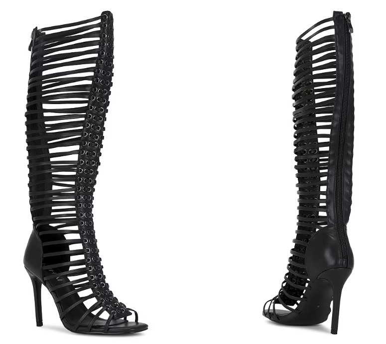 Women Black Caged Strappy Stil - Women'S Fashion Boots recension och pris