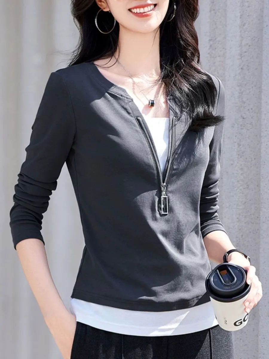 Women's Fashion V-Neck Zip Lon - Women'S Fashion Quarter Zip recension och pris