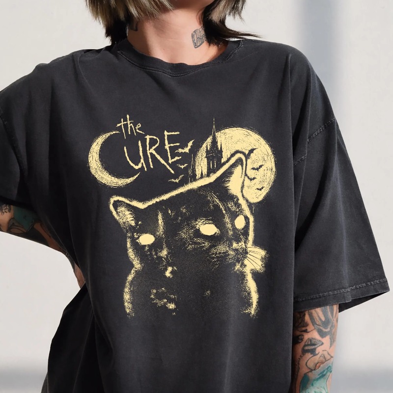 The Cure Band Cat Pattern T-sh - Women'S Fashion From The 90S recension och pris