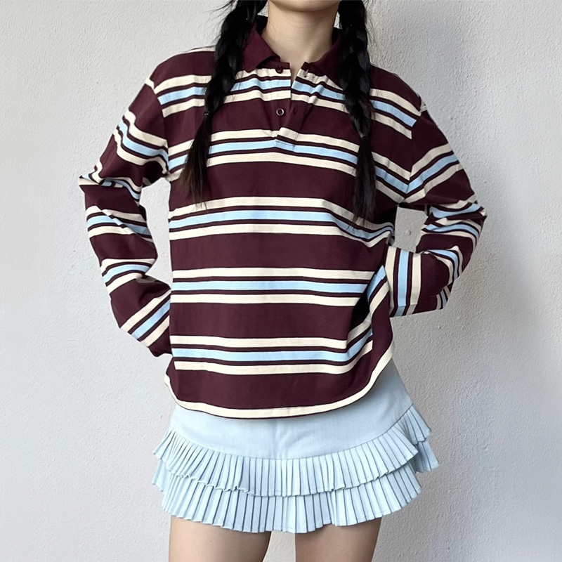 Women's Striped Relaxed Rugby  - Women'S Fashion Rugby Shirt recension och pris