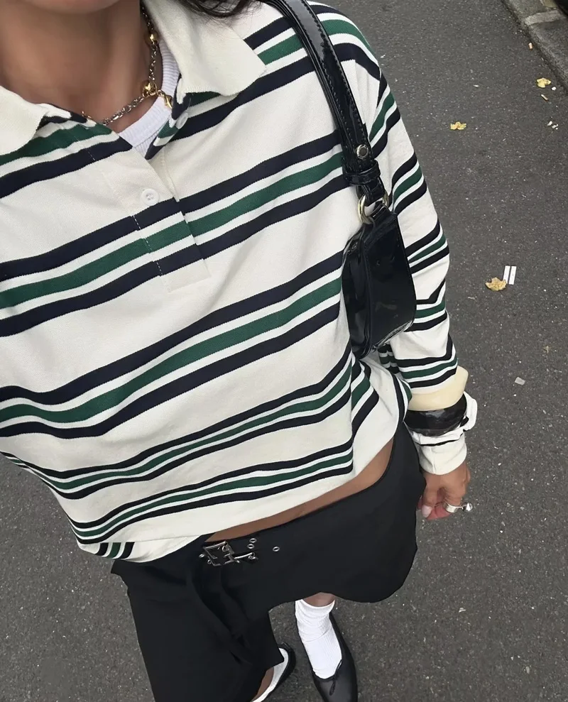 Women's Striped Relaxed Rugby  - Women'S Fashion Rugby Shirt recension och pris