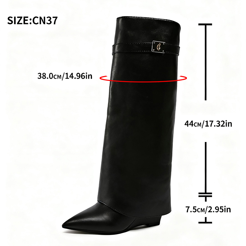 Black Pu Leather Knee High Boo - Women'S Fashion Leather Boots recension och pris