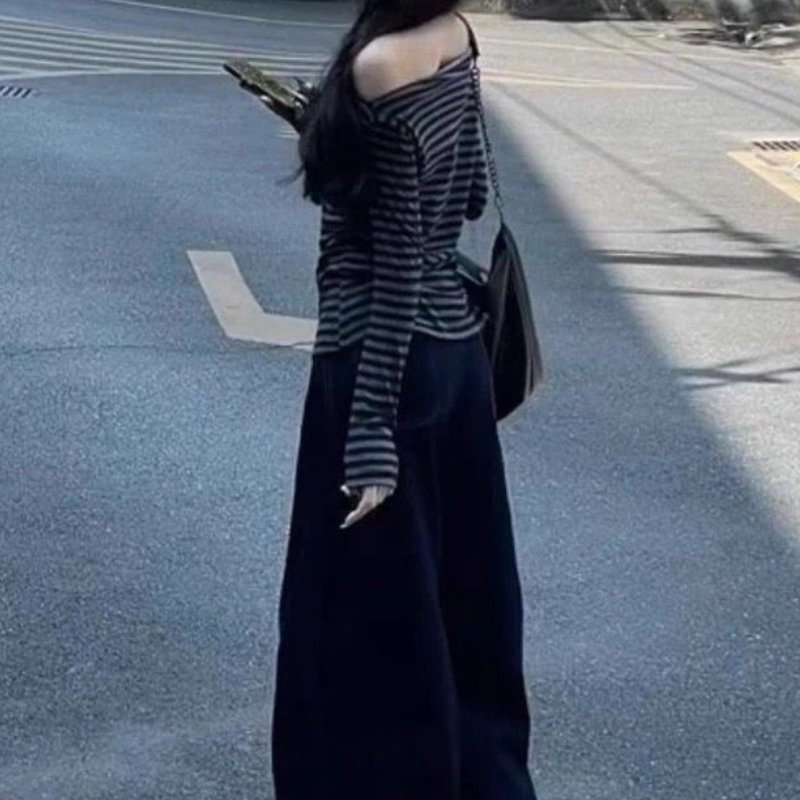 Women Vintage Striped Off Shou - Off Shoulder Top recension och pris