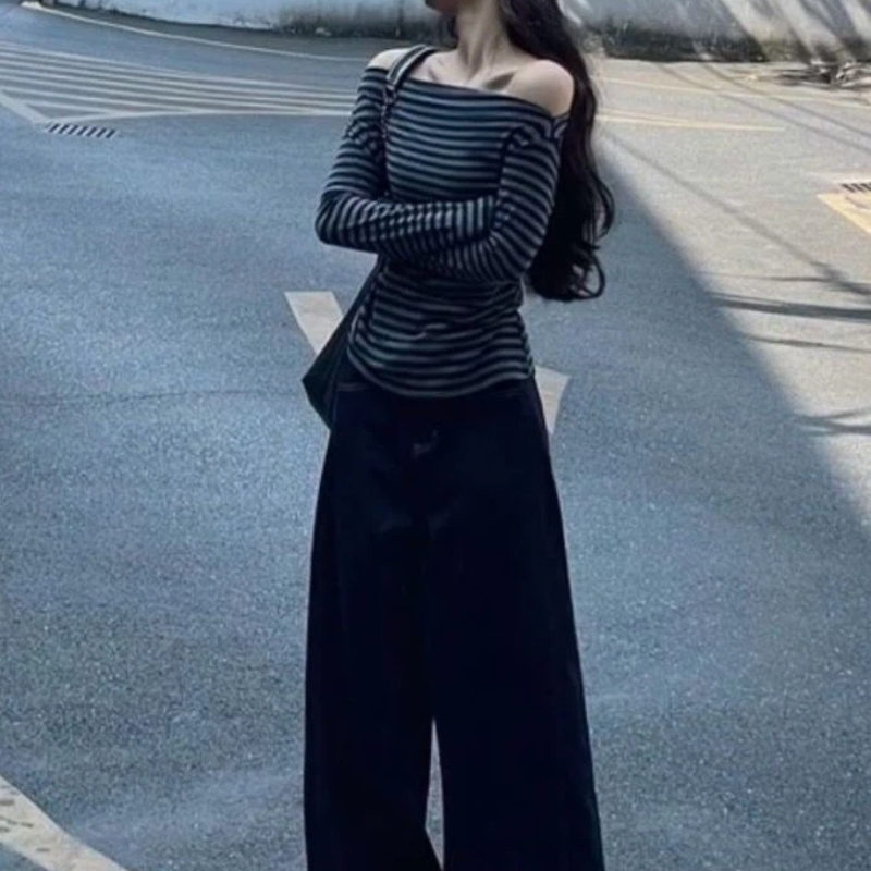Women Vintage Striped Off Shou - Off Shoulder Top recension och pris