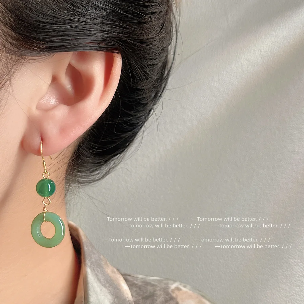 Green Real Jade Ring Earrings  - Women Fashion Jewellery recension och pris
