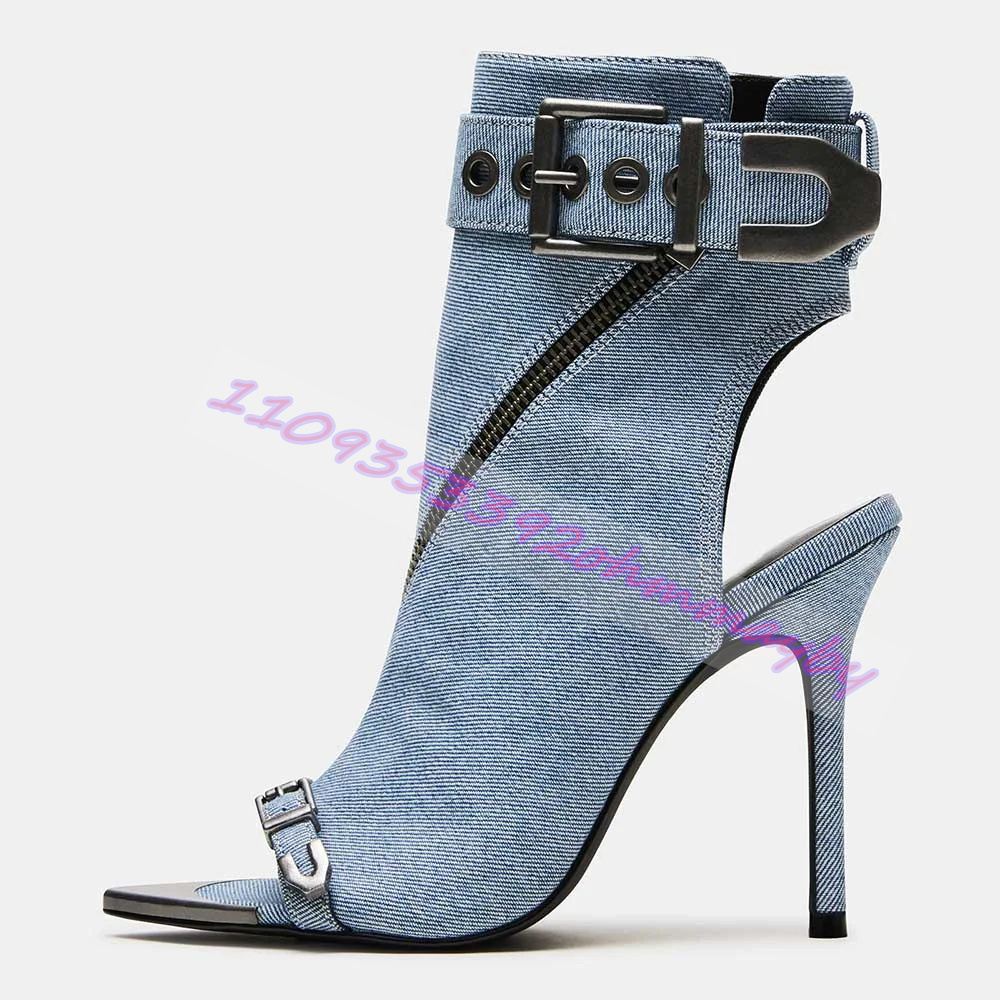 Summer Blue Denim Pointed-Toe  - Women'S Fashion Boots recension och pris
