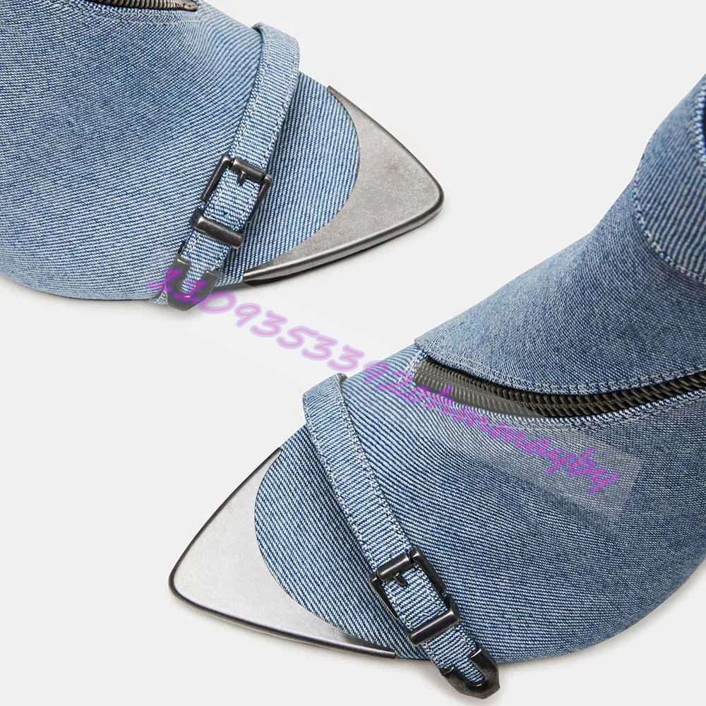 Summer Blue Denim Pointed-Toe  - Women'S Fashion Boots recension och pris