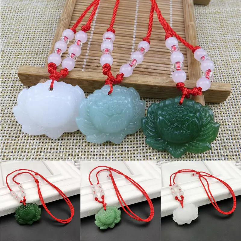 Natural Green Jade Lotus Penda - Women Fashion Jewellery recension och pris