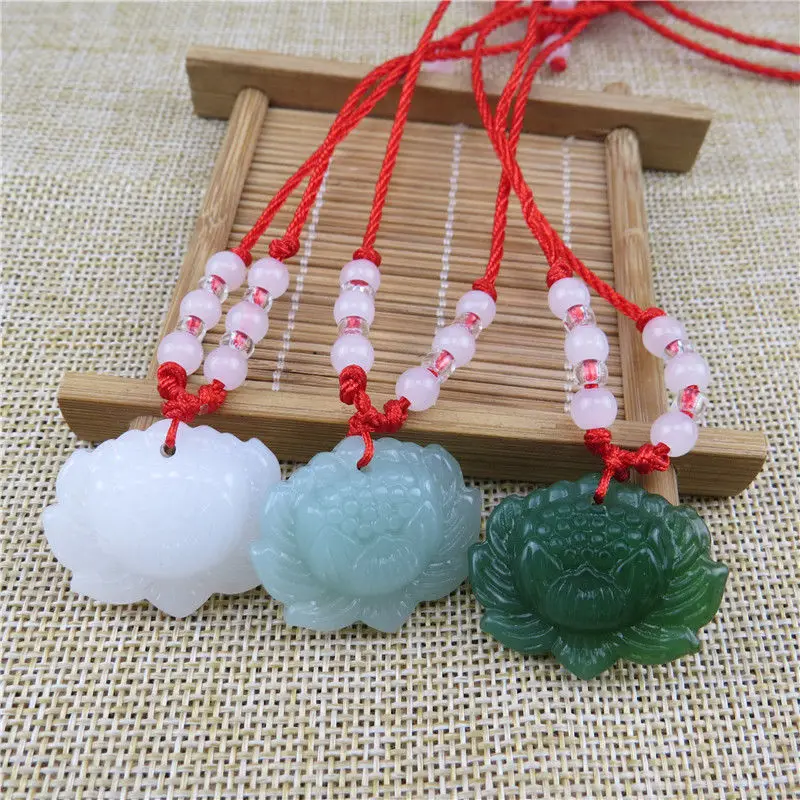 Natural Green Jade Lotus Penda - Women Fashion Jewellery recension och pris