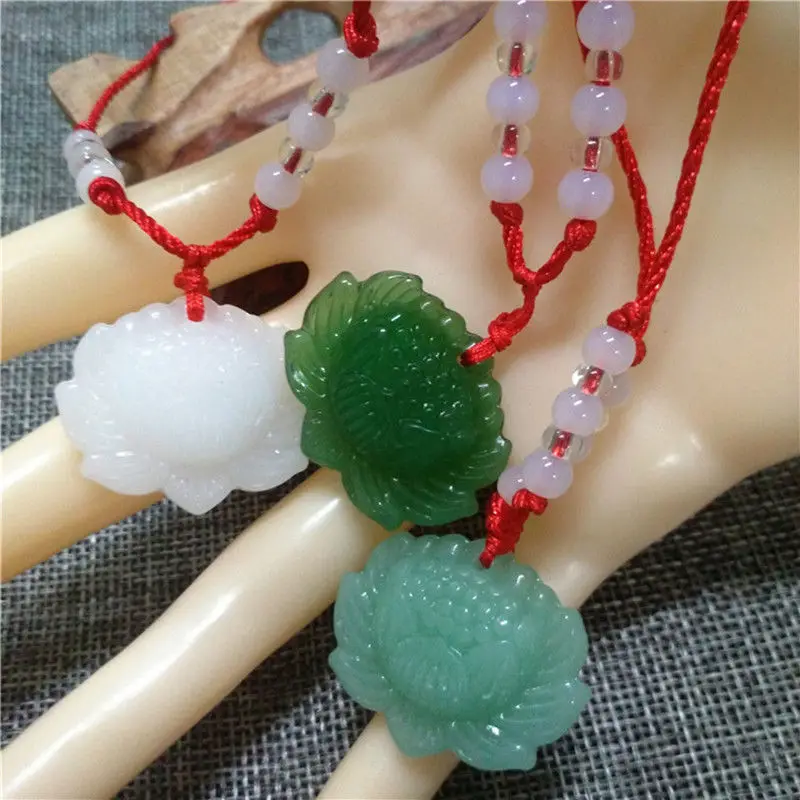 Natural Green Jade Lotus Penda - Women Fashion Jewellery recension och pris