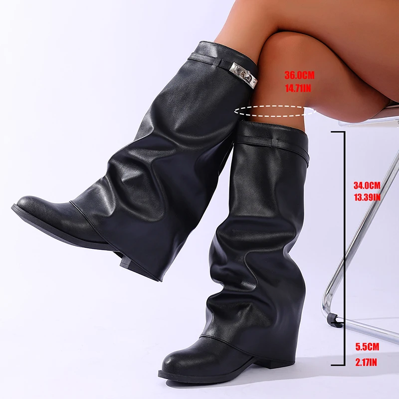 Brand Design Black Pu Leather  - Women'S Fashion Leather Boots recension och pris