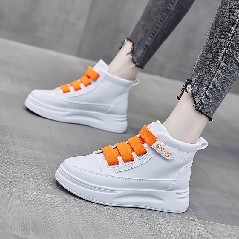 High Top White Sneakers 2025 W - Women'S Fashion Velcro Sneakers recension och pris