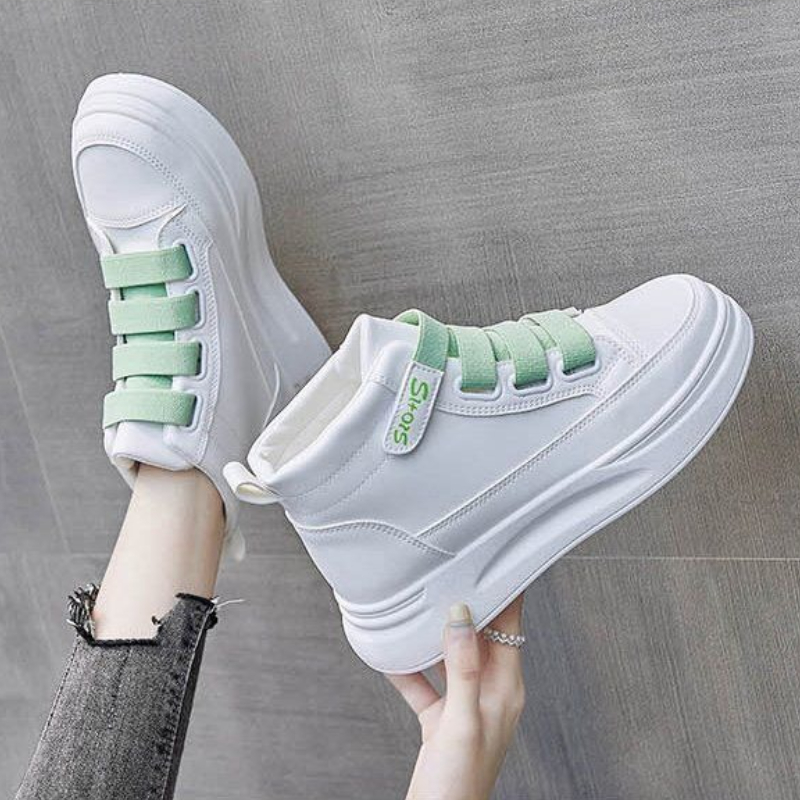 High Top White Sneakers 2025 W - Women'S Fashion Velcro Sneakers recension och pris