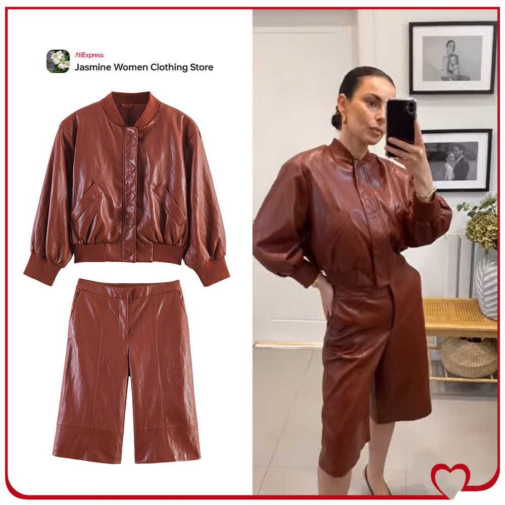 Fashion Women's Faux Leather S - Women'S Fashion Quarter Zip recension och pris