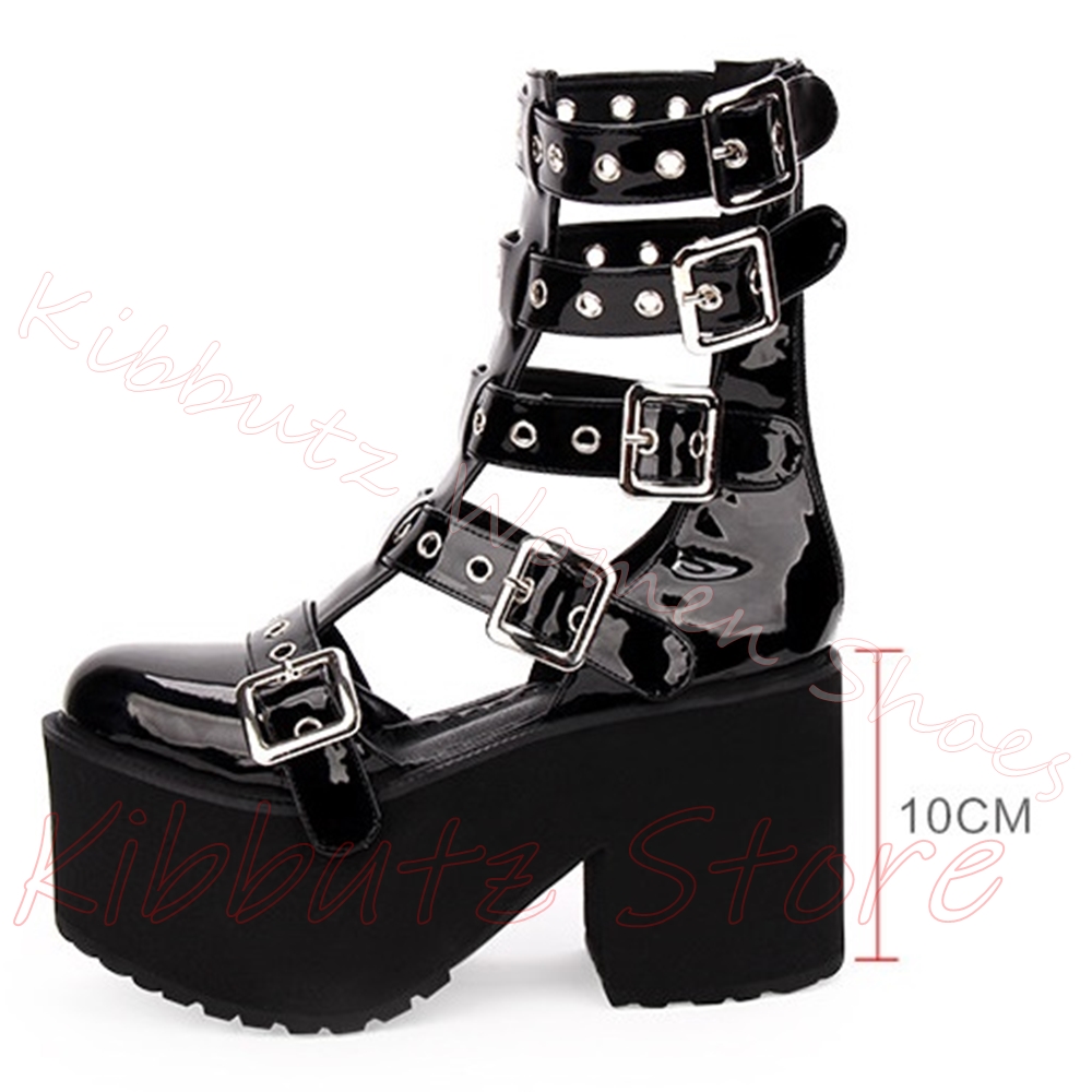 Multi Buckle Cutout Sandals Pl - Women'S Fashion Leather Boots recension och pris