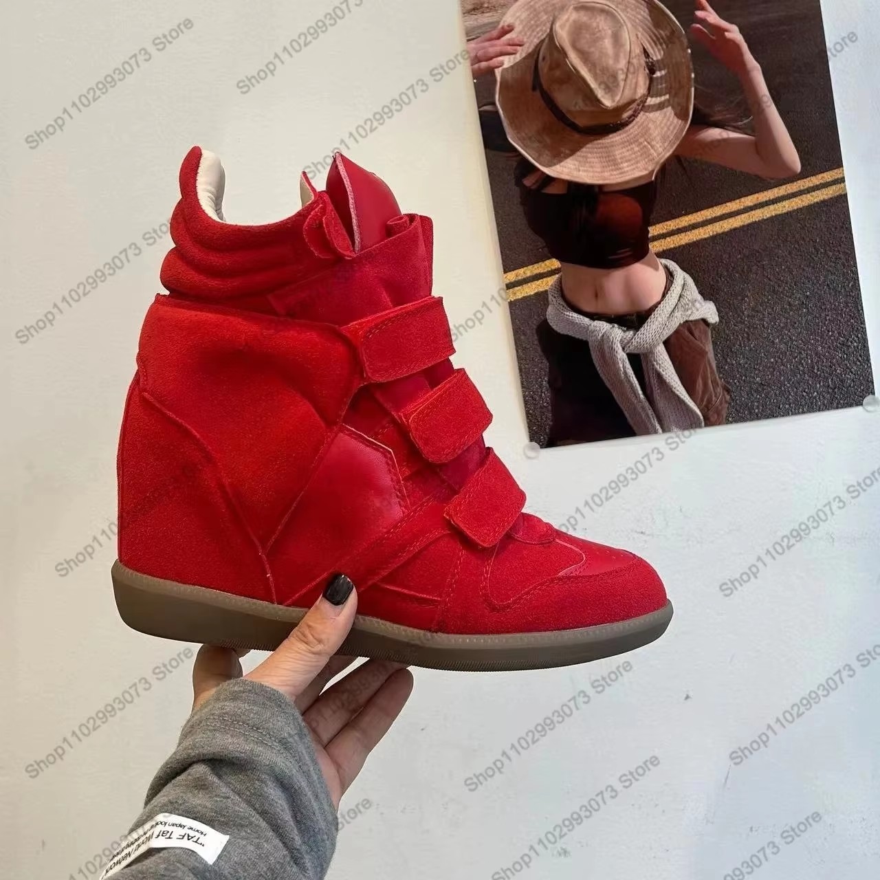 Women Hidden Wedge Heel High‑T - Women'S Fashion Velcro Sneakers recension och pris